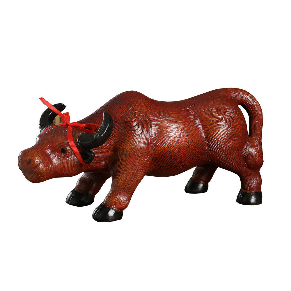 陶土土牛雕刻摆件办公室茶几电视柜牛气冲天家居摆件