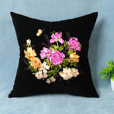 丝带绣抱枕2021新款立体绣彩带秀手工刺绣diy材料包自绣送朋友