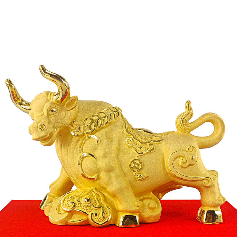 绒沙金鸿运金牛生肖摆件华尔街办公室招财装饰家居客厅摆件