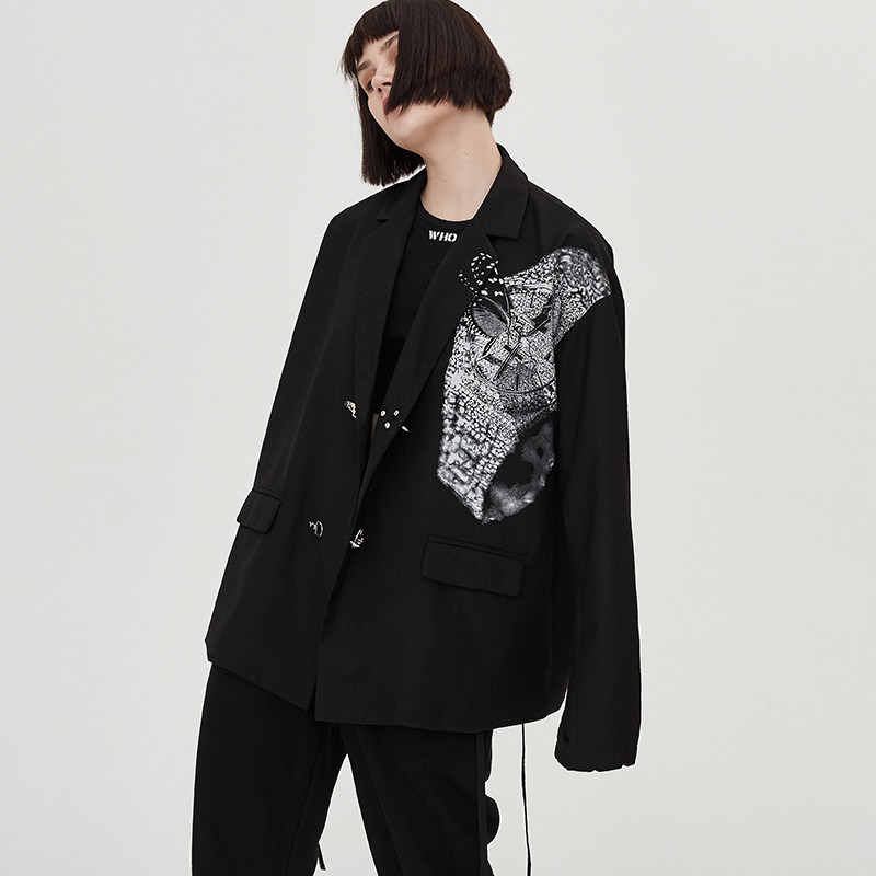 benmyshower国潮休闲西装外套潮牌秋季宽松情侣雅痞西服