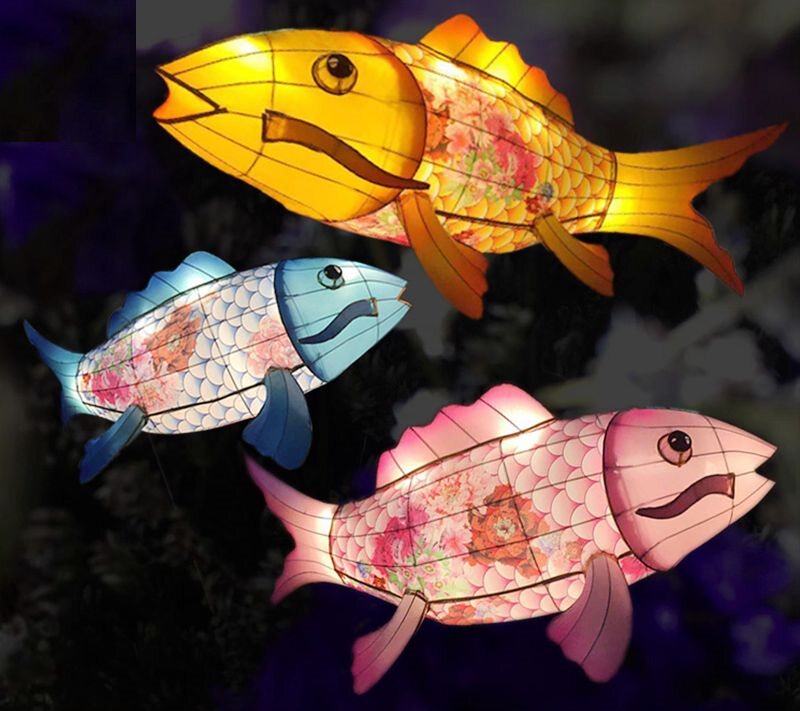 新年元宵节花灯鱼灯笼手工定制灯会鲤鱼发光铁艺彩灯大型灯展饰品