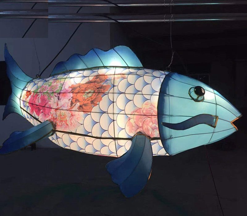 新年元宵节花灯鱼灯笼手工定制灯会鲤鱼发光铁艺彩灯大型灯展饰品