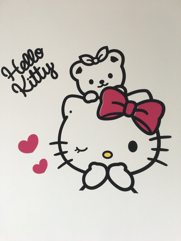 贴纸宿舍背景蝴蝶结hellokitty表情kt猫头女孩软装墙贴