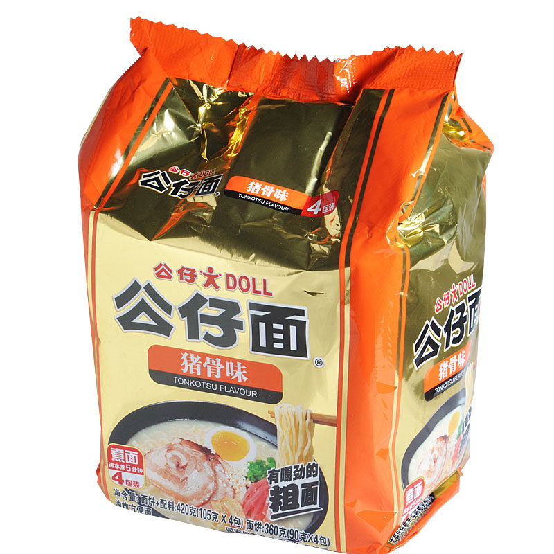 包面饼泡面拉面吃面面干速食面饼公仔四连420g方便面