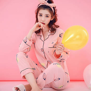 Arctic velvet 100% pajamas ຝ້າຍສໍາລັບແມ່ຍິງພາກຮຽນ spring ແລະດູໃບໄມ້ລົ່ນບາງໆແຂນຍາວຂະຫນາດໃຫຍ່ສາມາດໃສ່ໄດ້ນອກ summer ກາງເກງເຄື່ອງນຸ່ງເຮືອນອາຍຸກາງ