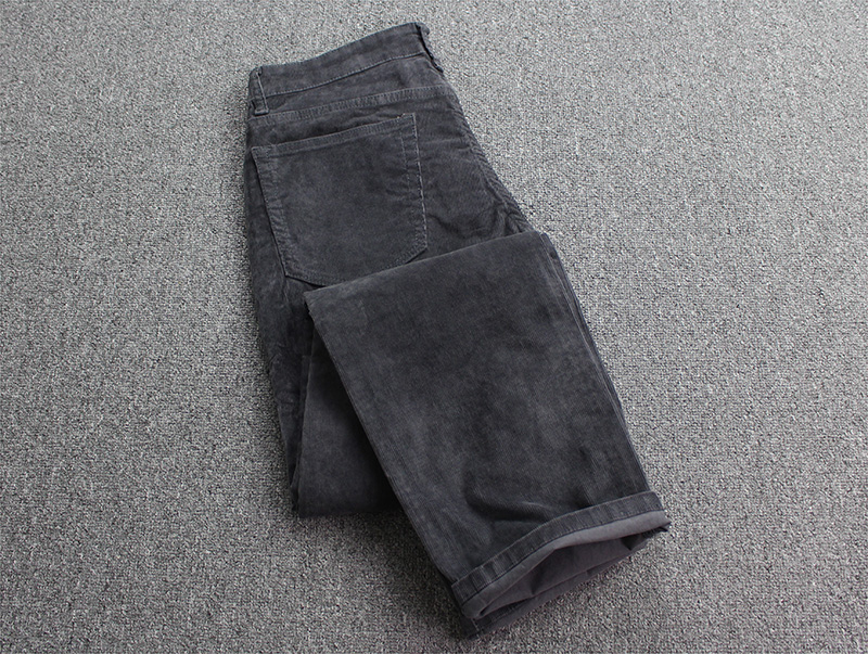 水洗灯芯绒 复古简约纯色秋冬男式直筒中腰休闲长裤
