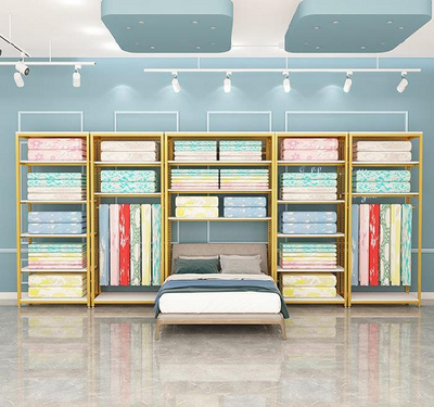 超市铁艺窗帘简便家纺货架展示架床上用品展示柜四件商用展示柜