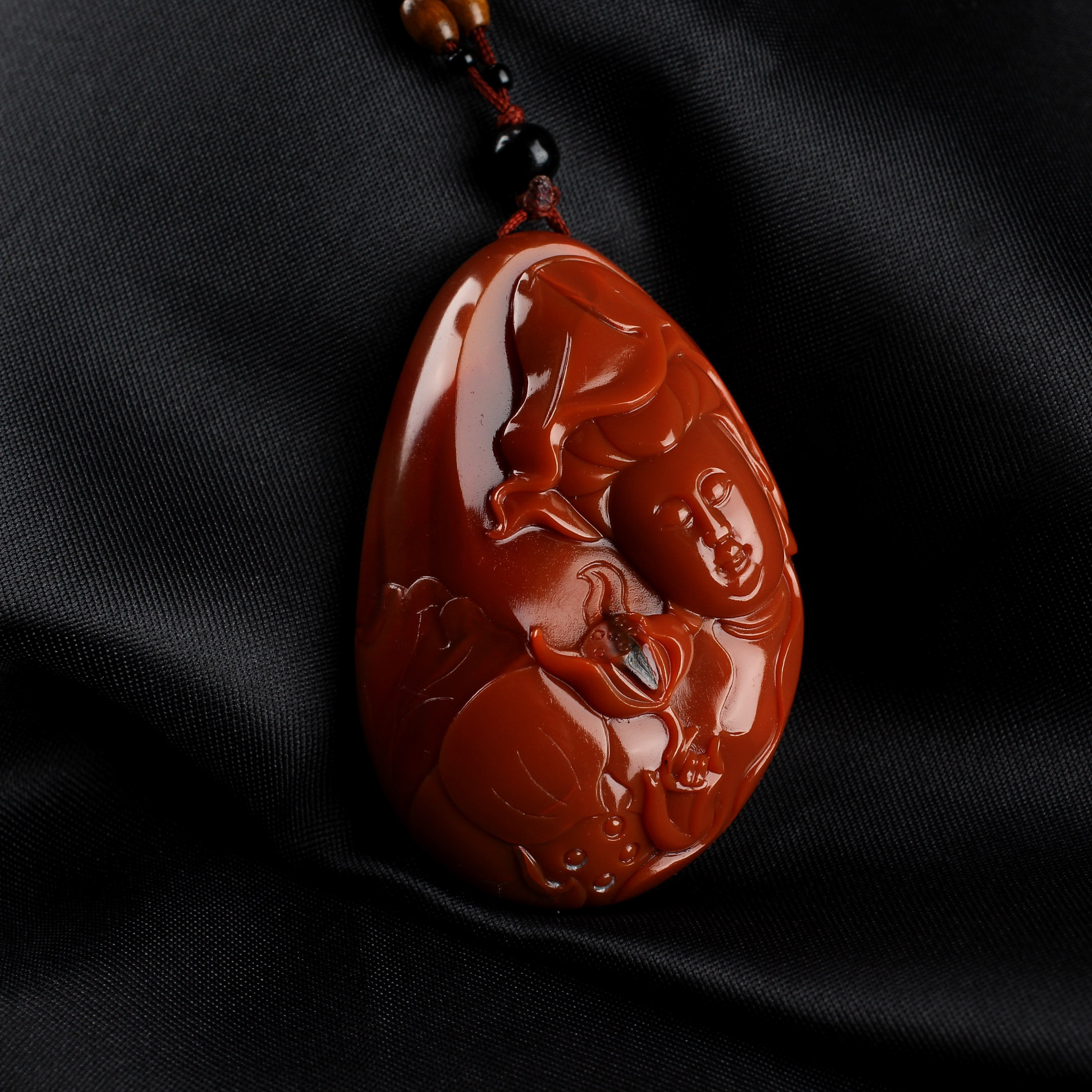 名人堂精品苏工大师南红观音挂件吊坠项链颈饰男颈饰