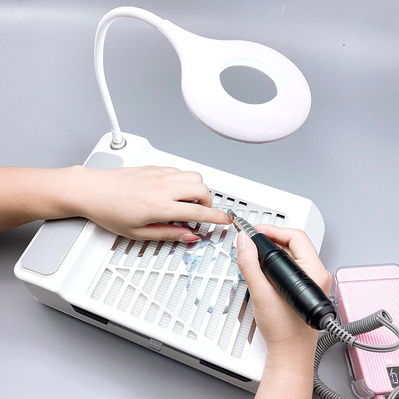 带灯充电式美甲吸尘器日式桌面指甲粉尘机60w强大美甲工具