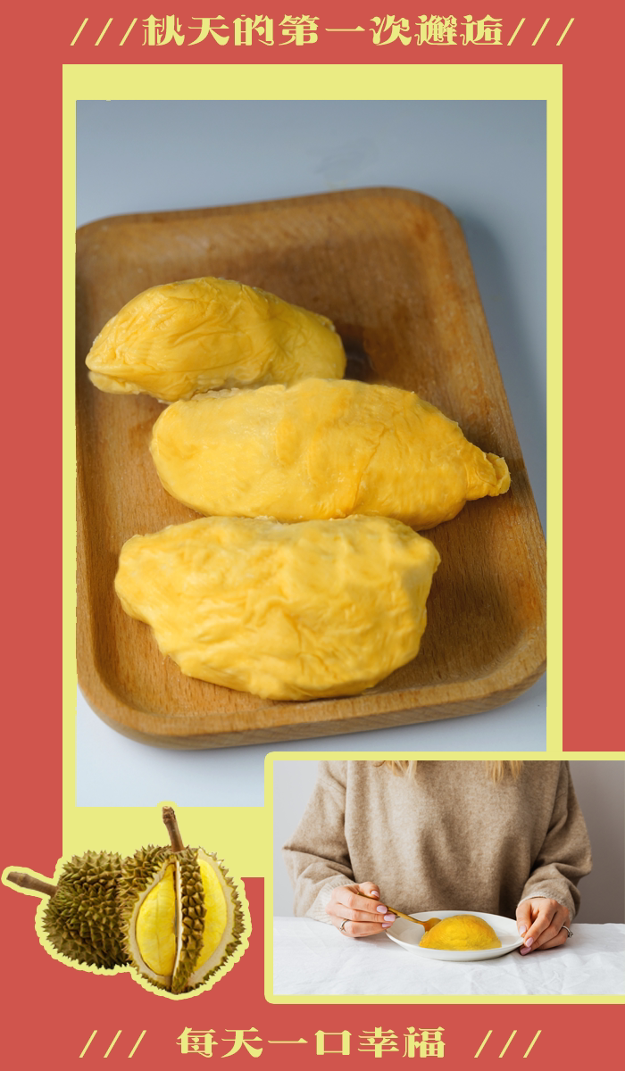 榴星球马来西亚火山红肉榴莲盒装冷冻果肉500g