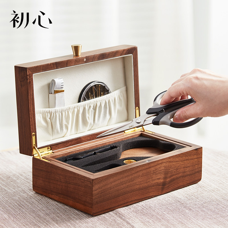 初心美式复古针线盒套装家用多功能缝纫线盒针线包桌面收纳盒
