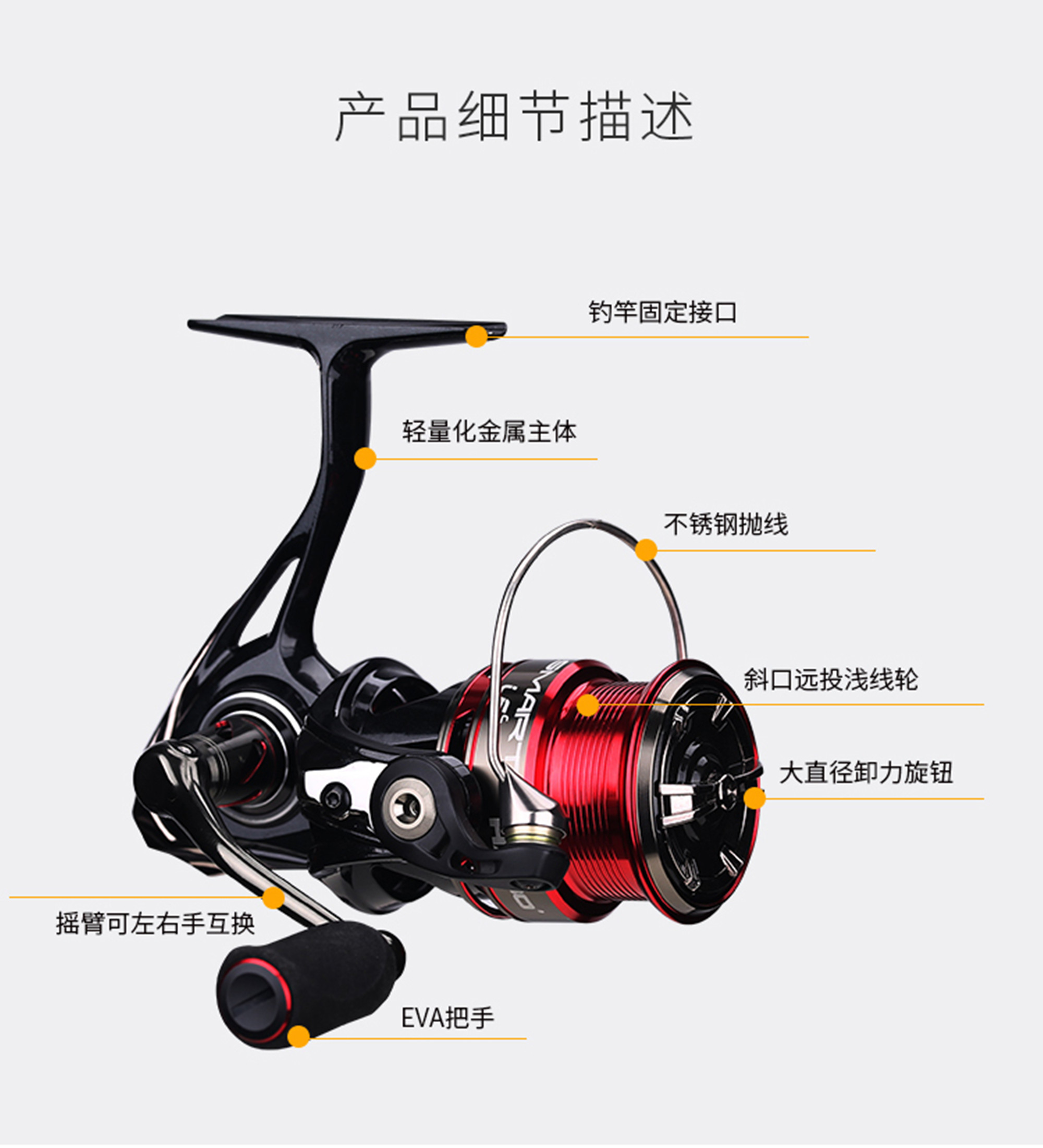 纺车路亚车轮海伯smartlfc碳纤维轻量量化斜口鱼线轮