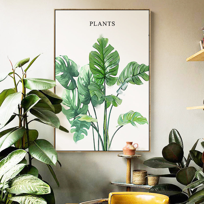 客厅沙发背景墙植物卧室挂画北欧绿植装饰画ins现代装饰画