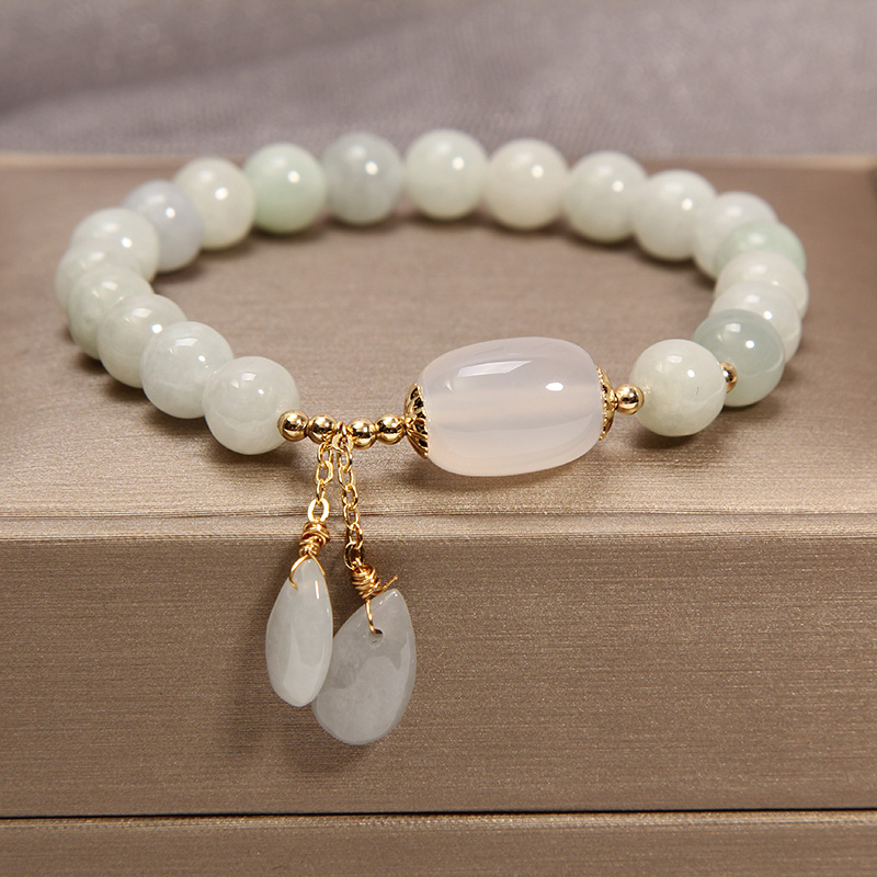 小众设计感清新简约天然翡翠玉石手链玉珠转运手串手链