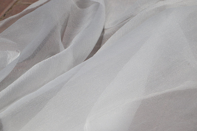 肌肤白色泡泡纱欧根纱肌理褶皱纱手工蕾丝进口透视服装设计师布料