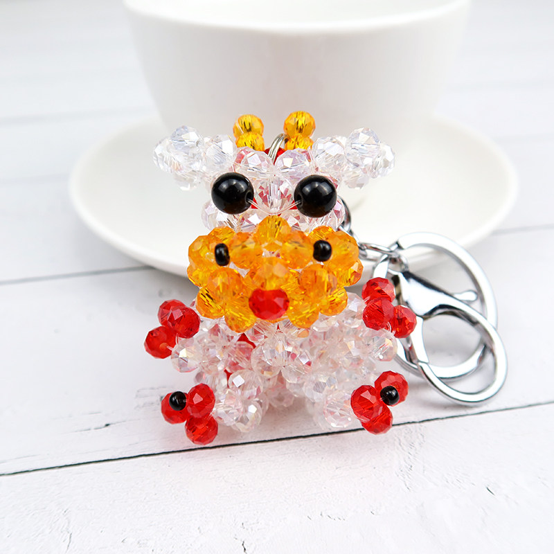串珠成品水晶手工编织奶牛钥匙挂件十二生肖牛年仿真