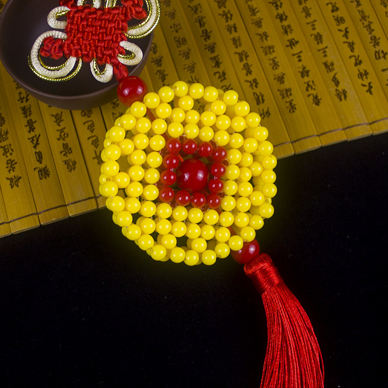 成品手工串珠中国结流苏车挂招财元宝铜钱车内车挂
