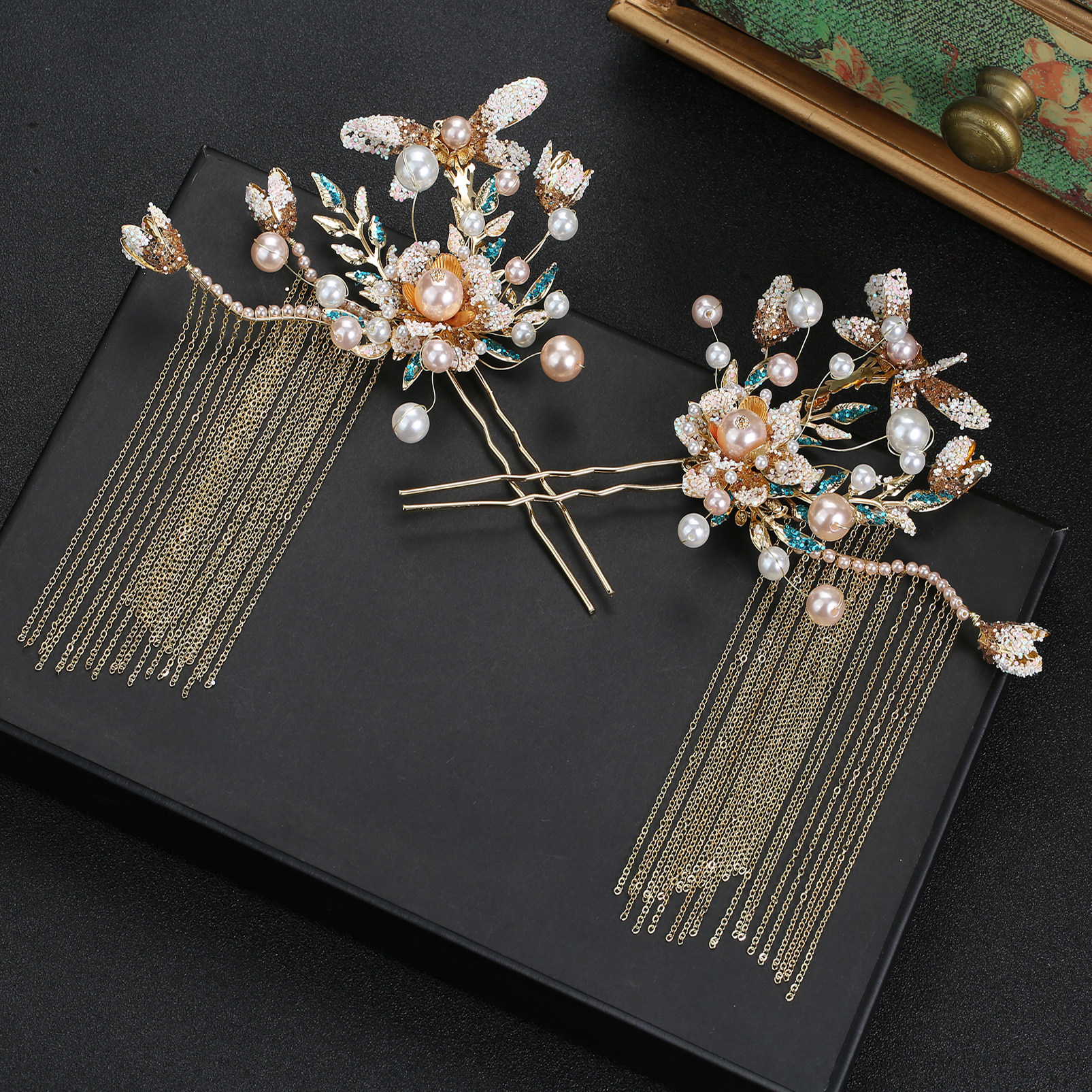 2020新款秀禾头饰中式婚礼金色流苏步摇凤冠发饰