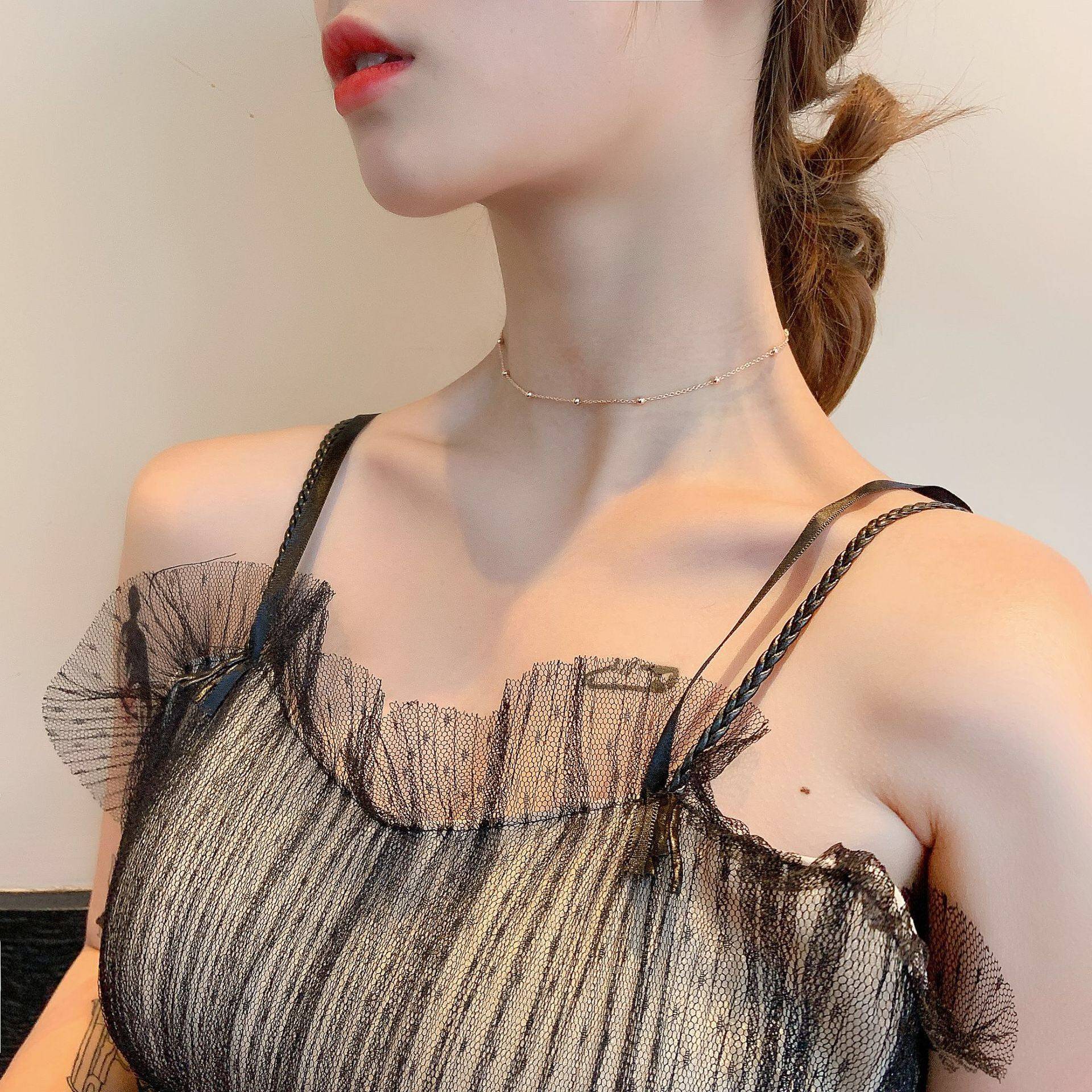 choker少女项链日韩简约纤细复古间隔项链