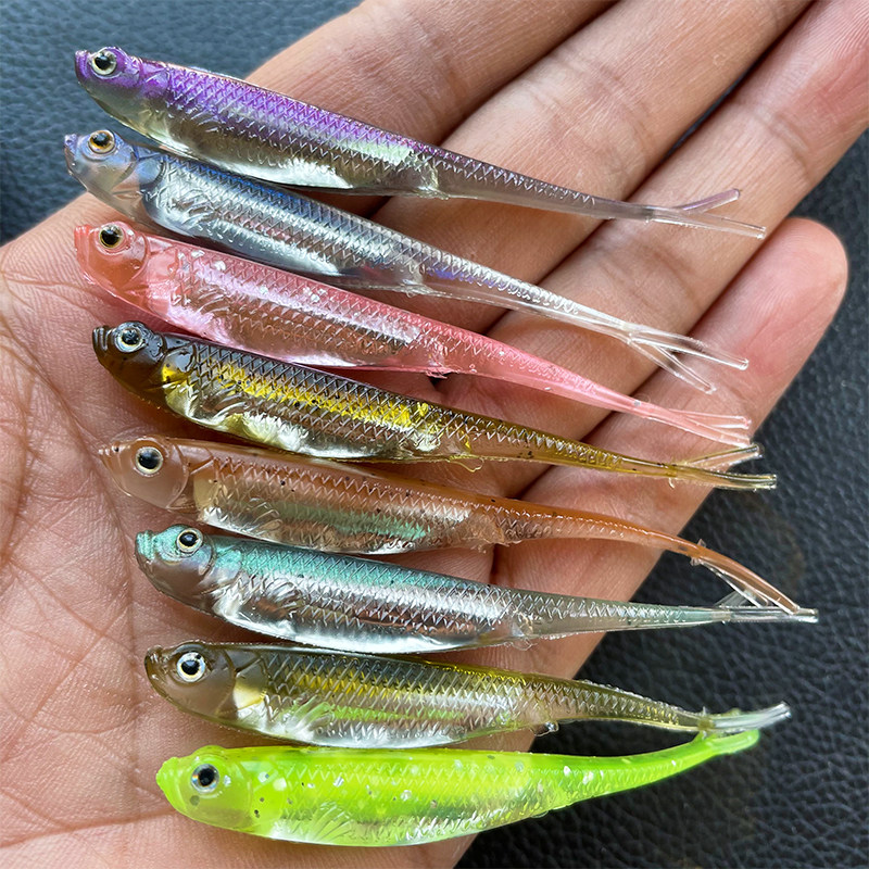 软饵吉川仿生叉尾软鱼鱼矢腹部闪片软饵海淡水路亚饵