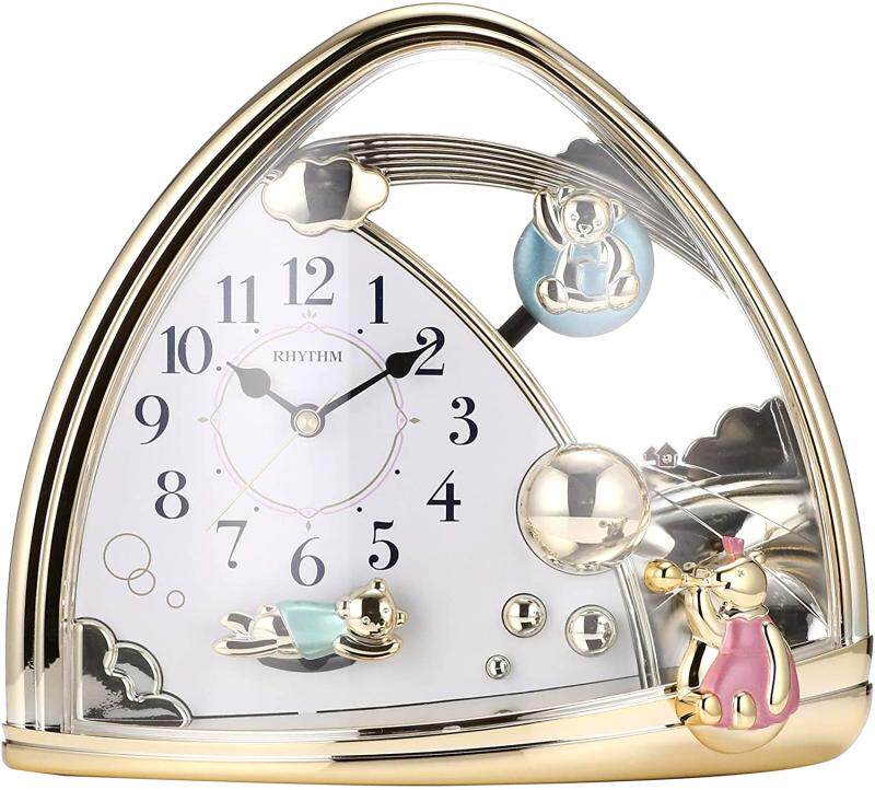 量贩时计rhythm丽声声带回旋金色小熊创意网红座钟