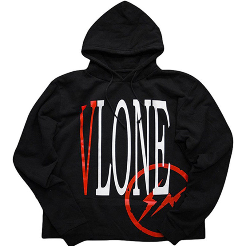 vlone x fragment design 藤原浩闪电皓月灰 黑橙新款帽衫卫衣