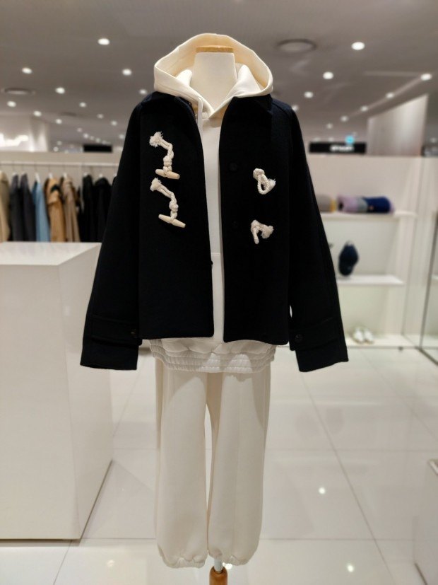 保真tomboy校园冬季麻绳牛角短款大衣休闲宽松毛呢外套