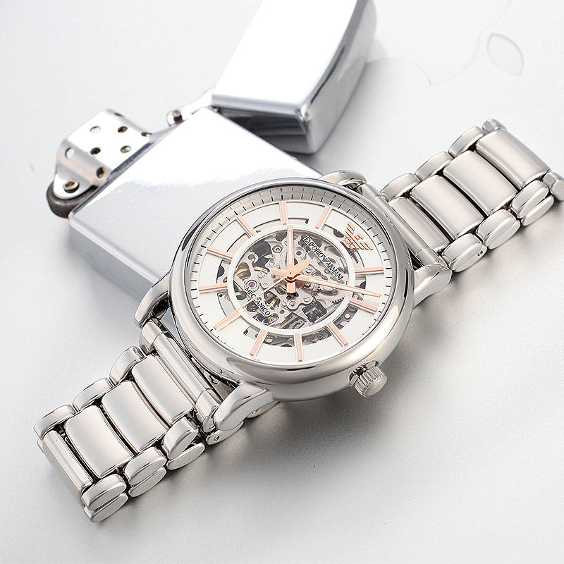 emporio armani阿玛尼手表男 休闲时尚镂空机械表钢带男表ar1980