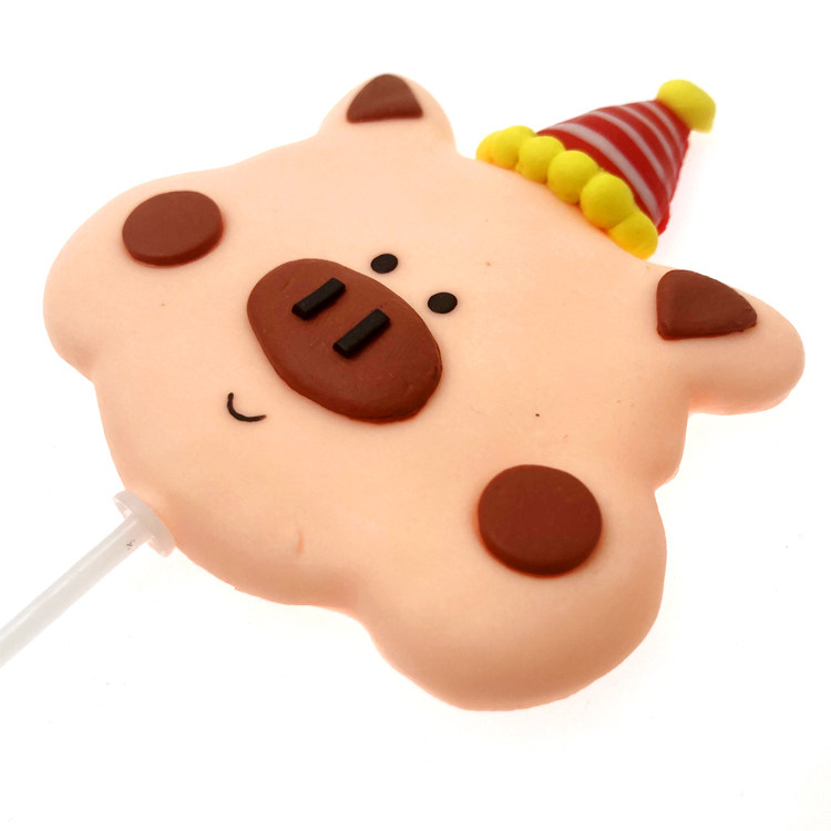 软陶小猪蛋糕装饰插牌插件卡通生日烘焙摆件节日装扮用品