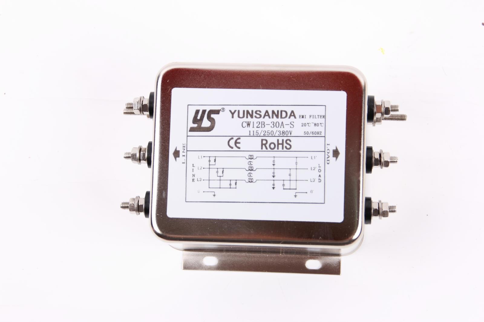 三相四线380v交流通用电源滤波器现货cw12b10a20a30a电源滤波器