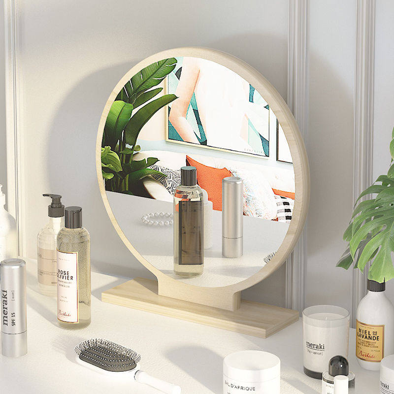 北欧梳妆镜家用简约现代化妆镜桌面大镜子宿舍台式轻奢化妆台镜子