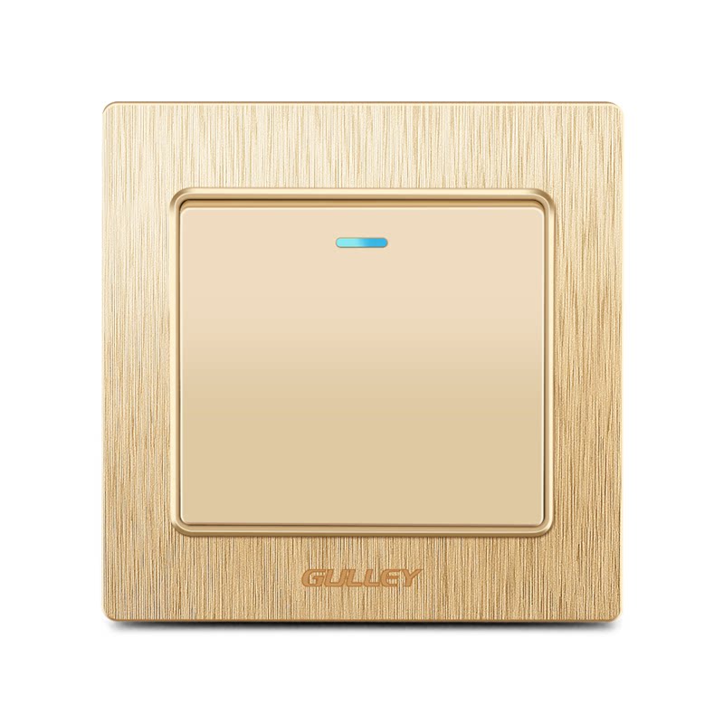 国际电工一开双控1位单开双控开关单联开关面板电面板香槟金色