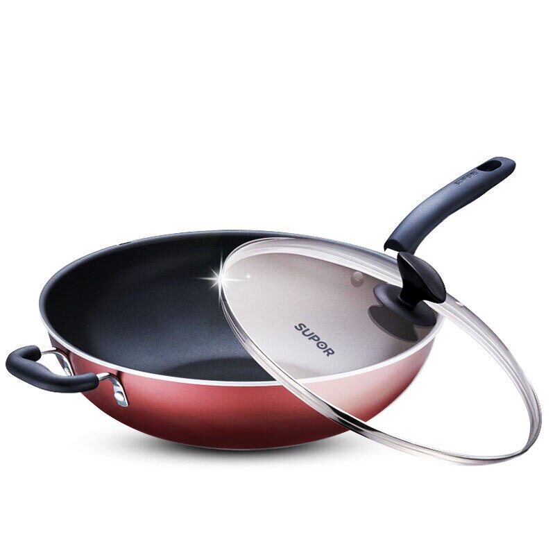 苏泊尔炒锅油烟大号不粘锅36cm平底锅炒勺家用马勺不炒锅