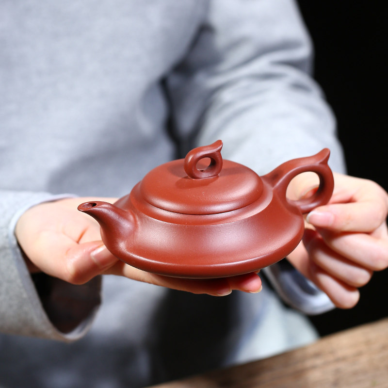宜兴兴纯手工紫砂壶大红红袍小品水扁壶仿古壶石茶壶