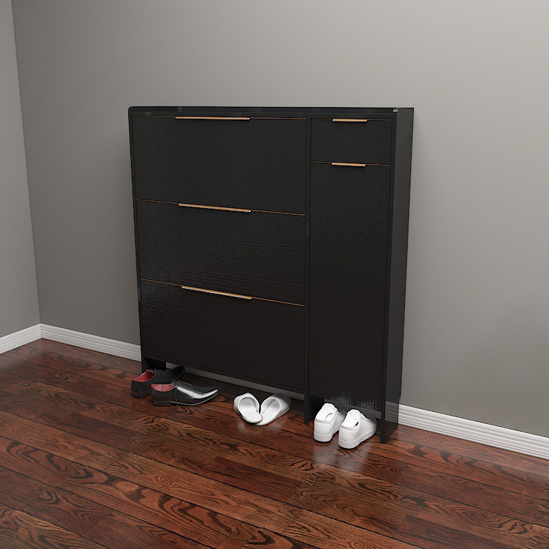 黑色超薄鞋柜门外家用门口玄关现代简约大容量进门鞋柜