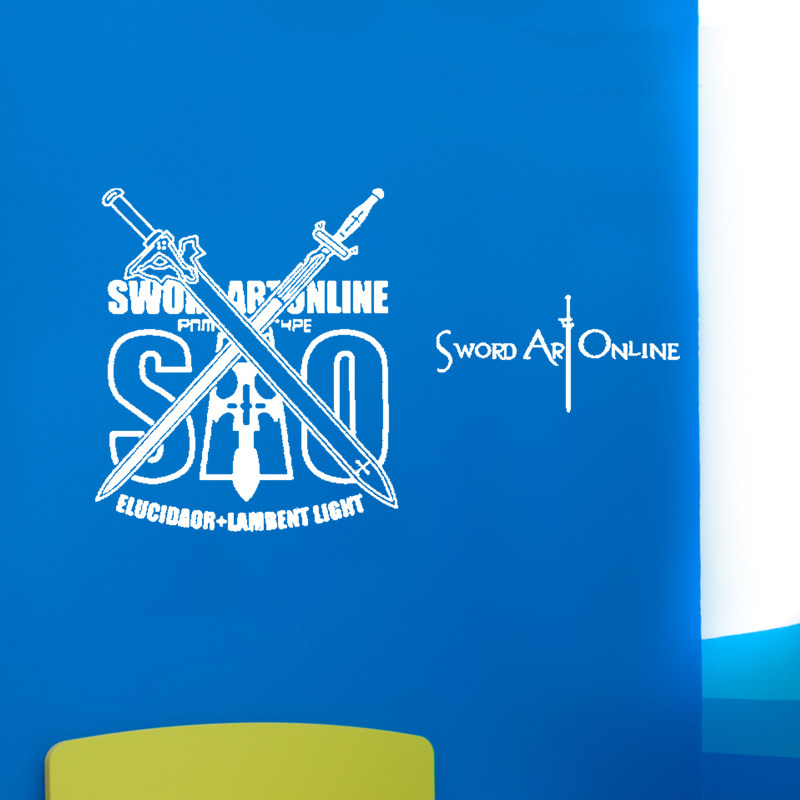 刀剑神域桐人亚丝标志二次元墙贴男生宿舍寝室个性墙贴