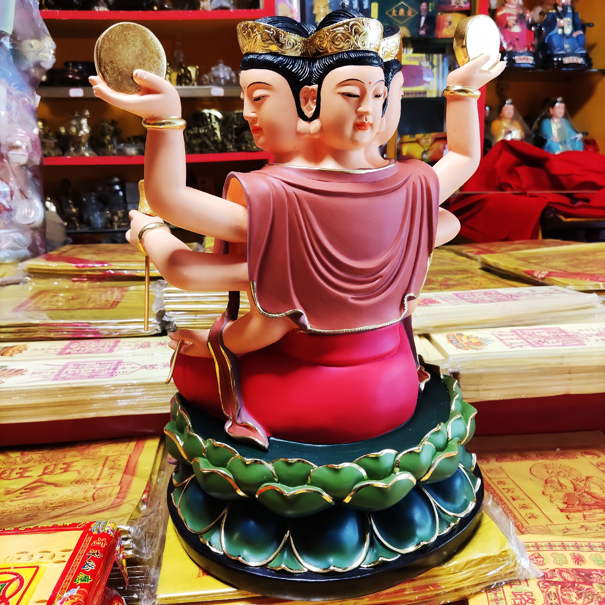 道教道家用品六十甲子斗姆斗姥元树脂坐莲台客厅摆件