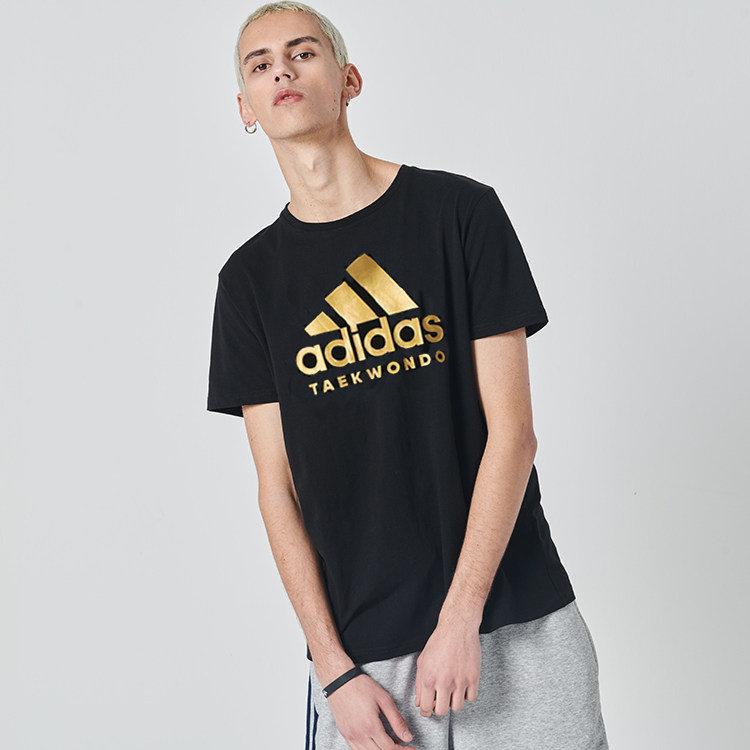 阿迪达斯t恤男夏季新款黑金短袖女清凉透气跑步上衣运动休闲半袖