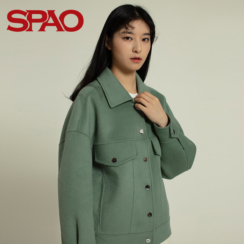 spao女士毛呢短外套时尚潮流韩版休闲女装spjwa1cs21短外套