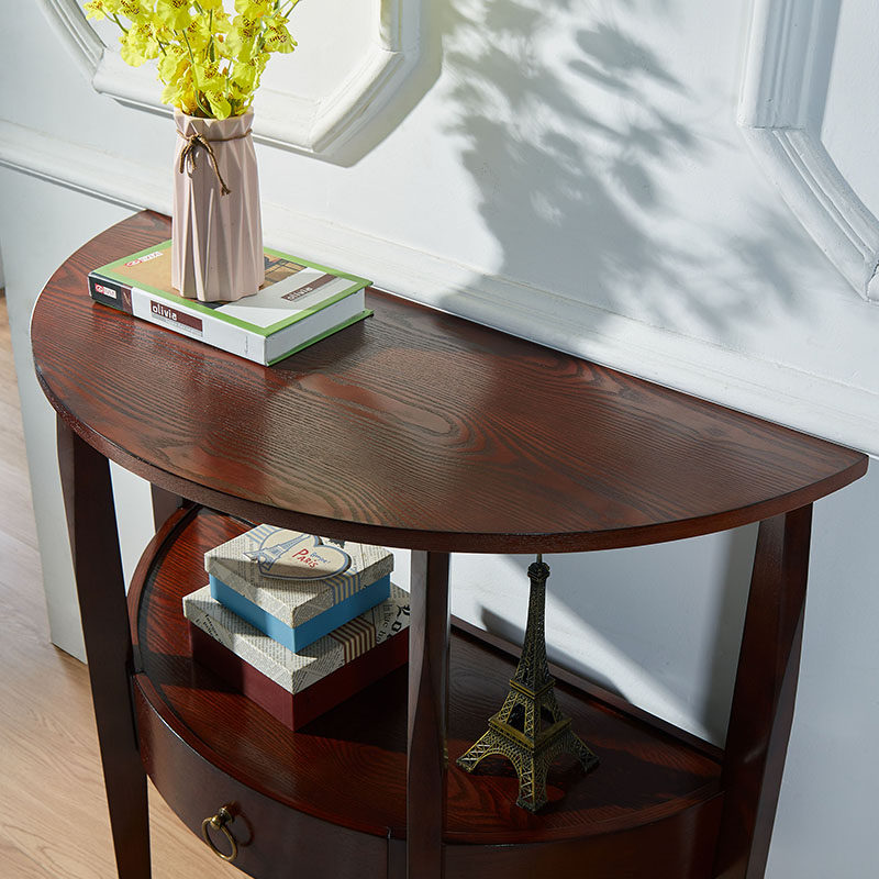 北欧实木玄关桌靠墙走廊半圆桌轻奢门厅隔断柜玄关柜简约玄关台桌