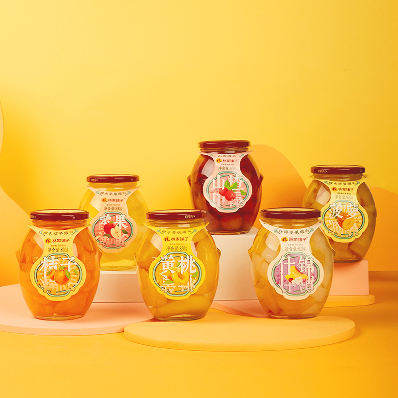 罐头林家铺子黄桃水果椰果什锦橘子草莓820g水果罐头
