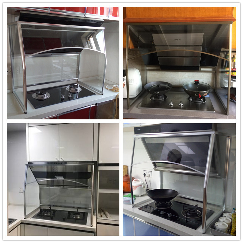 封闭式 油烟机罩 油烟机装饰罩 厨房油烟挡板 油烟机架子玻璃罩