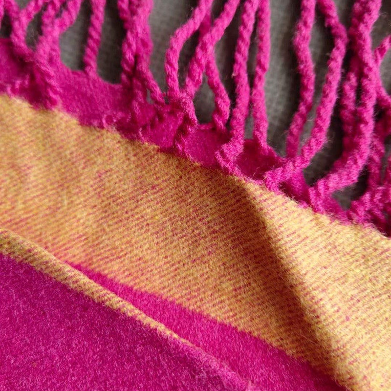 秋冬季真丝桑蚕丝拉绒围巾绢丝条纹保暖丝巾男女通用