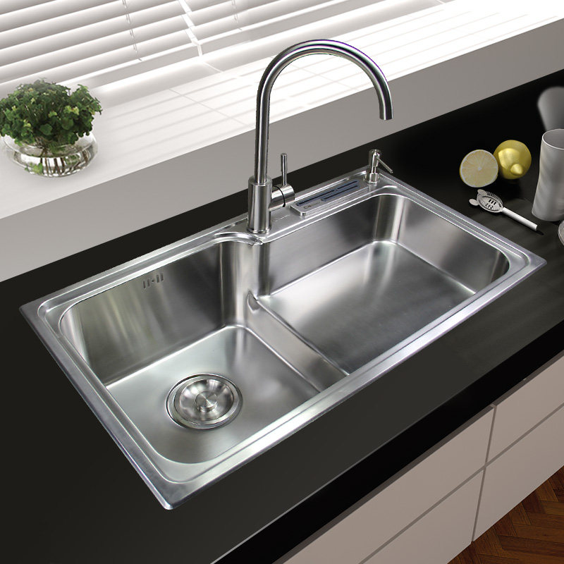 厨房不锈钢手工水槽单槽沥水台洗菜盆子水池大双水槽套餐