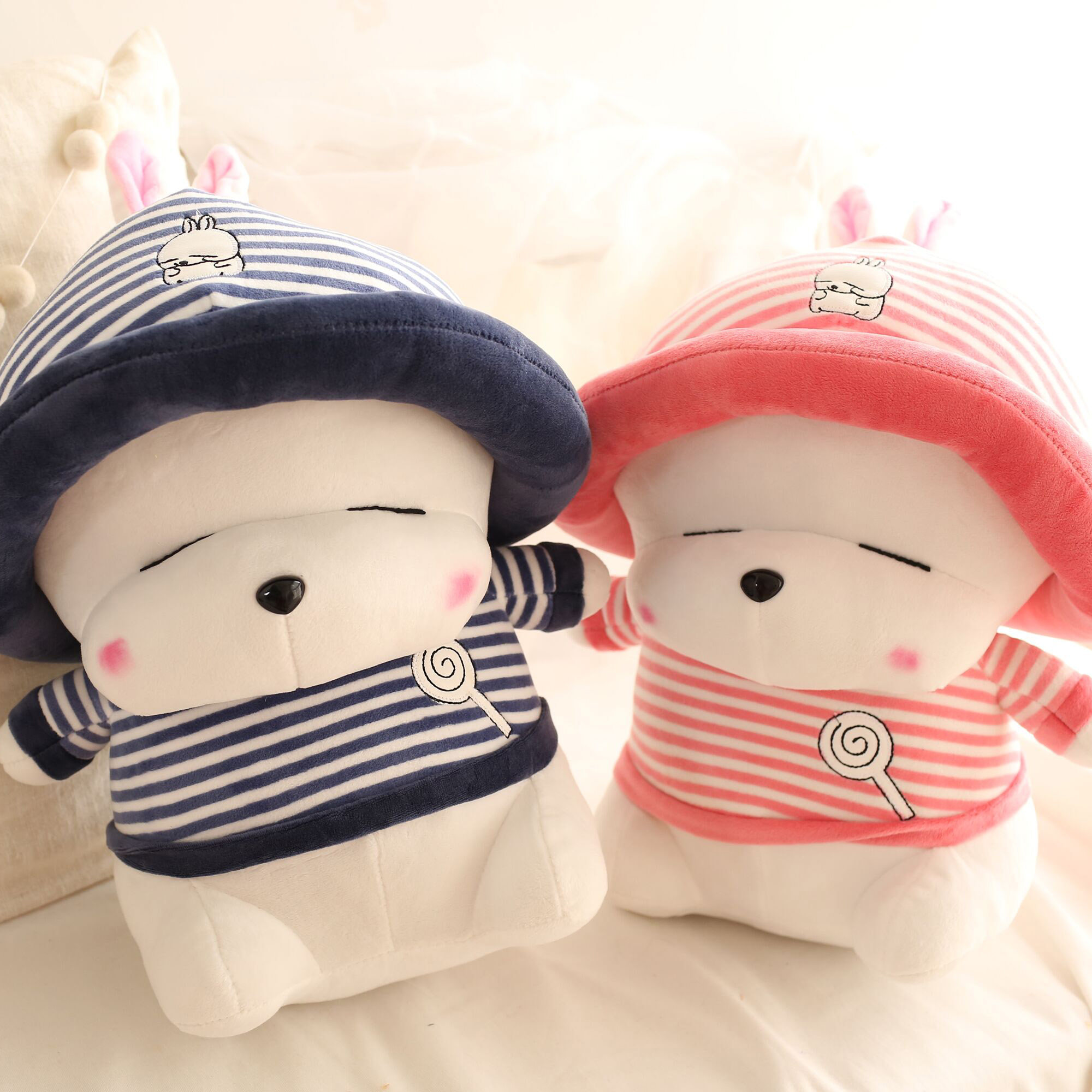 卡通流氓兔毛绒玩具条纹小白兔兔玩偶公仔大号兔子布娃娃生日礼物