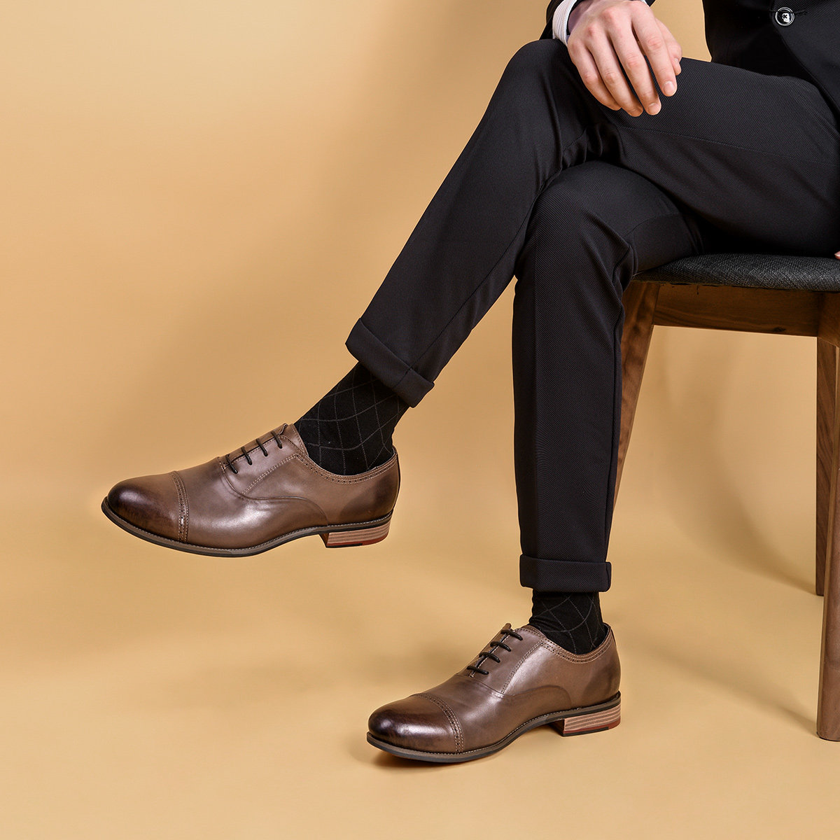 爱得堡正装鞋男商务休闲鞋三接头牛津宴会皮鞋西装休闲皮鞋