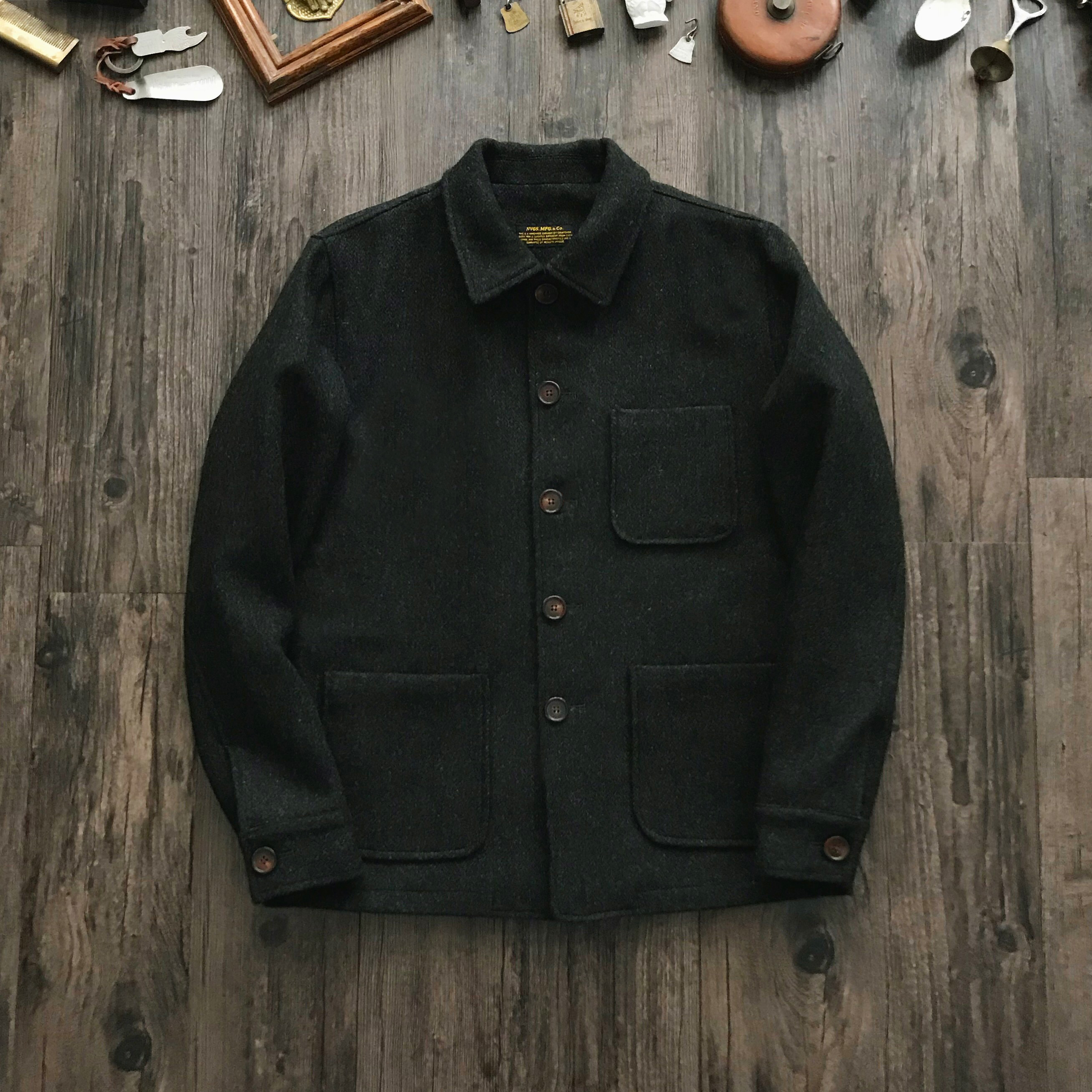 NVGS Tweed 墨绿色羊毛粗花呢 法国工装 经典3袋夹克外套复古风格