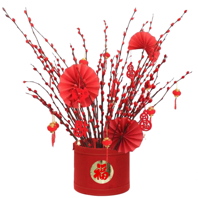 手提提花福字抱抱开业喜庆装饰福花桶简约插花花艺包装盒