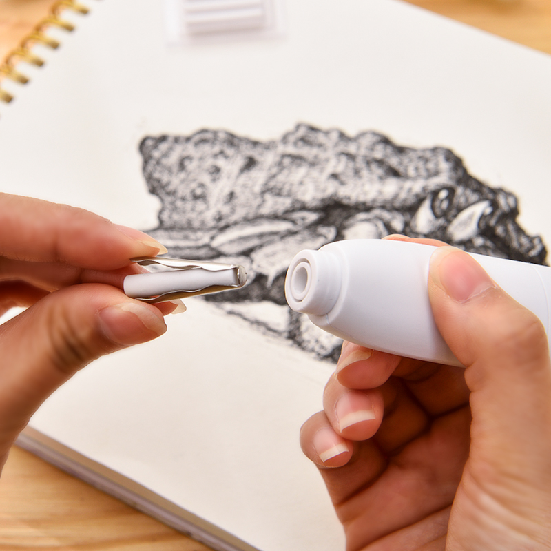 得力电动橡皮擦高光素描自动橡皮擦学生静音易擦美术换替芯擦子