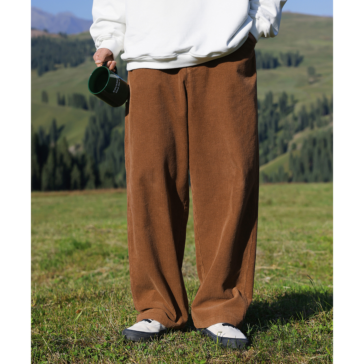 KOUEMGI空味【潮WOO专属】日系灯芯绒直筒休闲裤男宽松百搭裤子